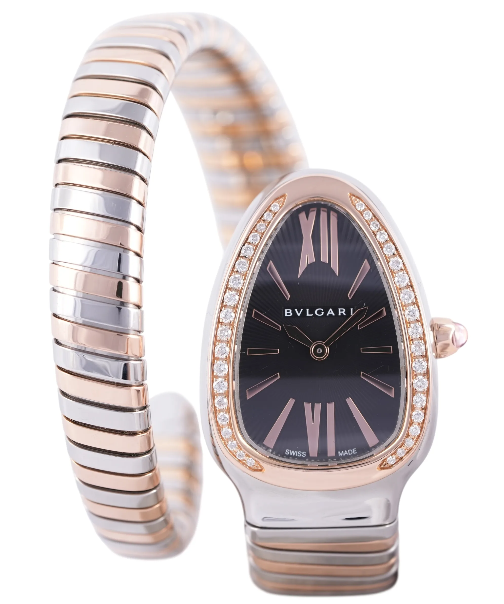 Bulgari Serpenti, Ref. 102098, black dial, 18K Gold and Steel case luxury watch