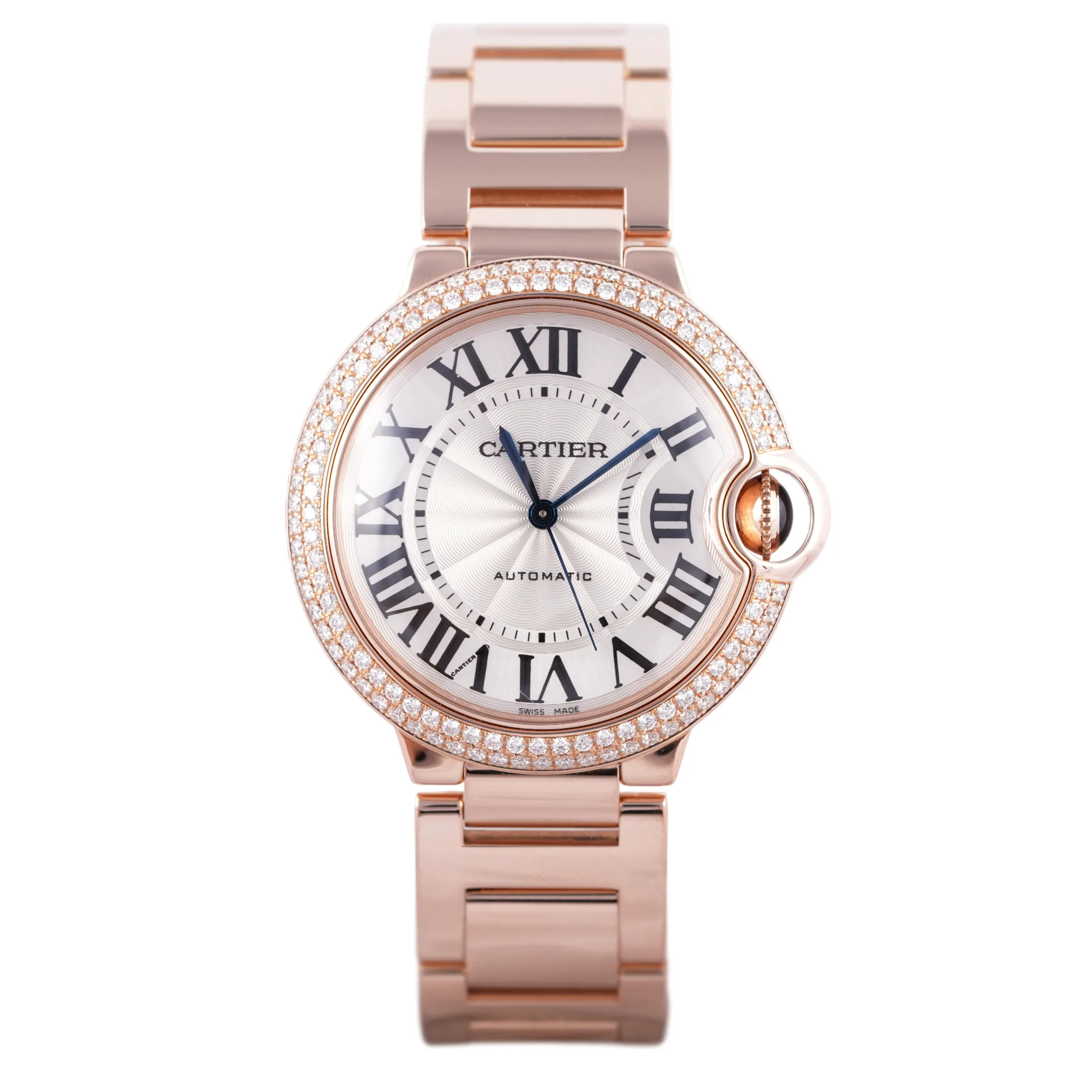 Cartier Ballon Bleu, Ref. WJBB0067 4407, silver dial, 18K Rose Gold case luxury watch