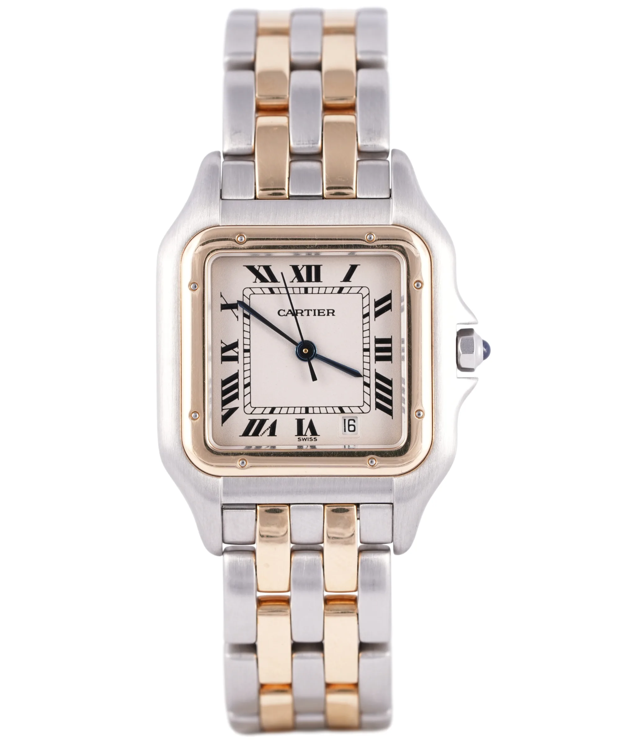 Cartier Panthère, Ref. W25028B6 11002, white dial, 18K Gold and Steel case luxury watch