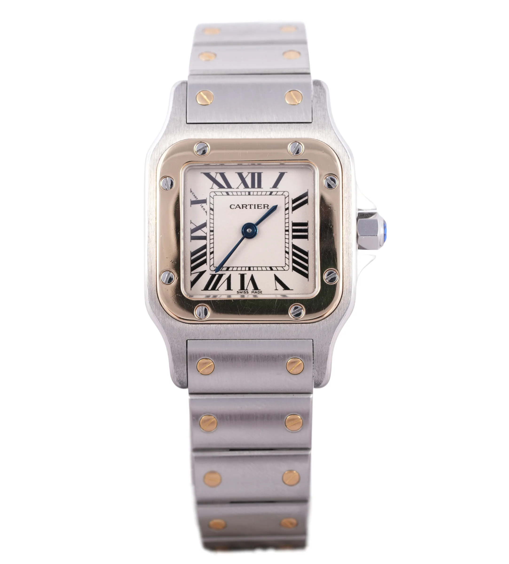 Cartier Santos Galbée, Ref. W20012C4, white dial, 18K Gold and Steel case luxury watch