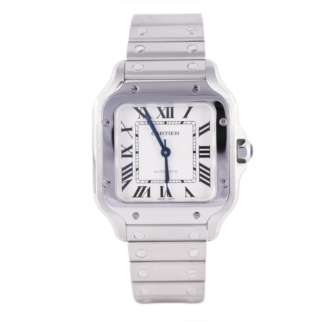 Cartier Santos, Ref. WSSA0029, white dial, Stainless Steel case luxury watch