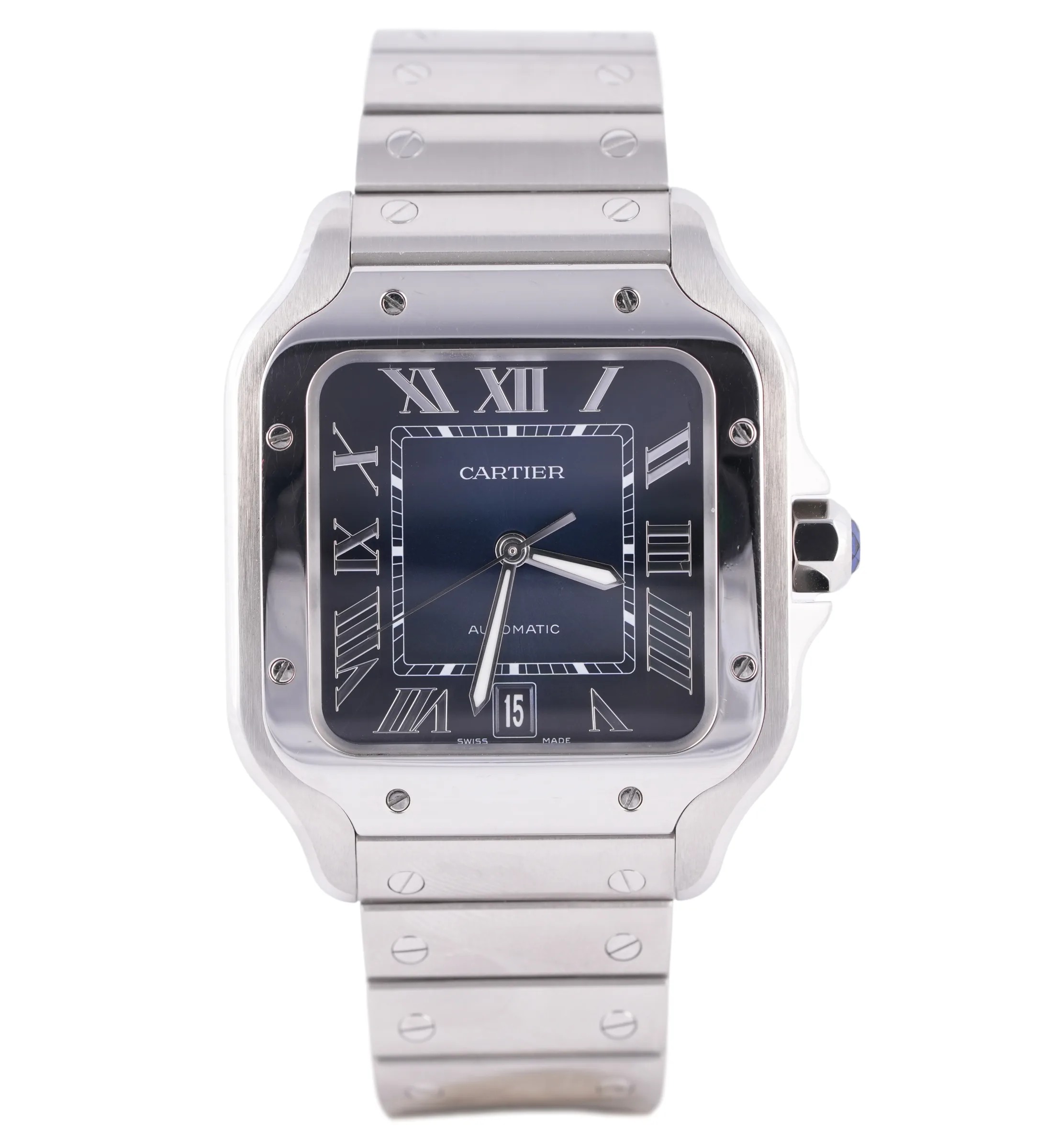 Cartier Santos, Ref. WSSA0030, blue dial, Stainless Steel case luxury watch