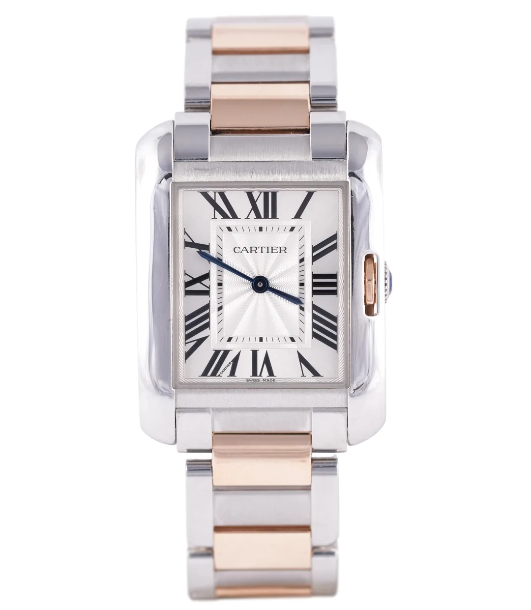 Cartier Tank Anglaise, Ref. W5310043, white dial, 18K Rose Gold and Steel case luxury watch
