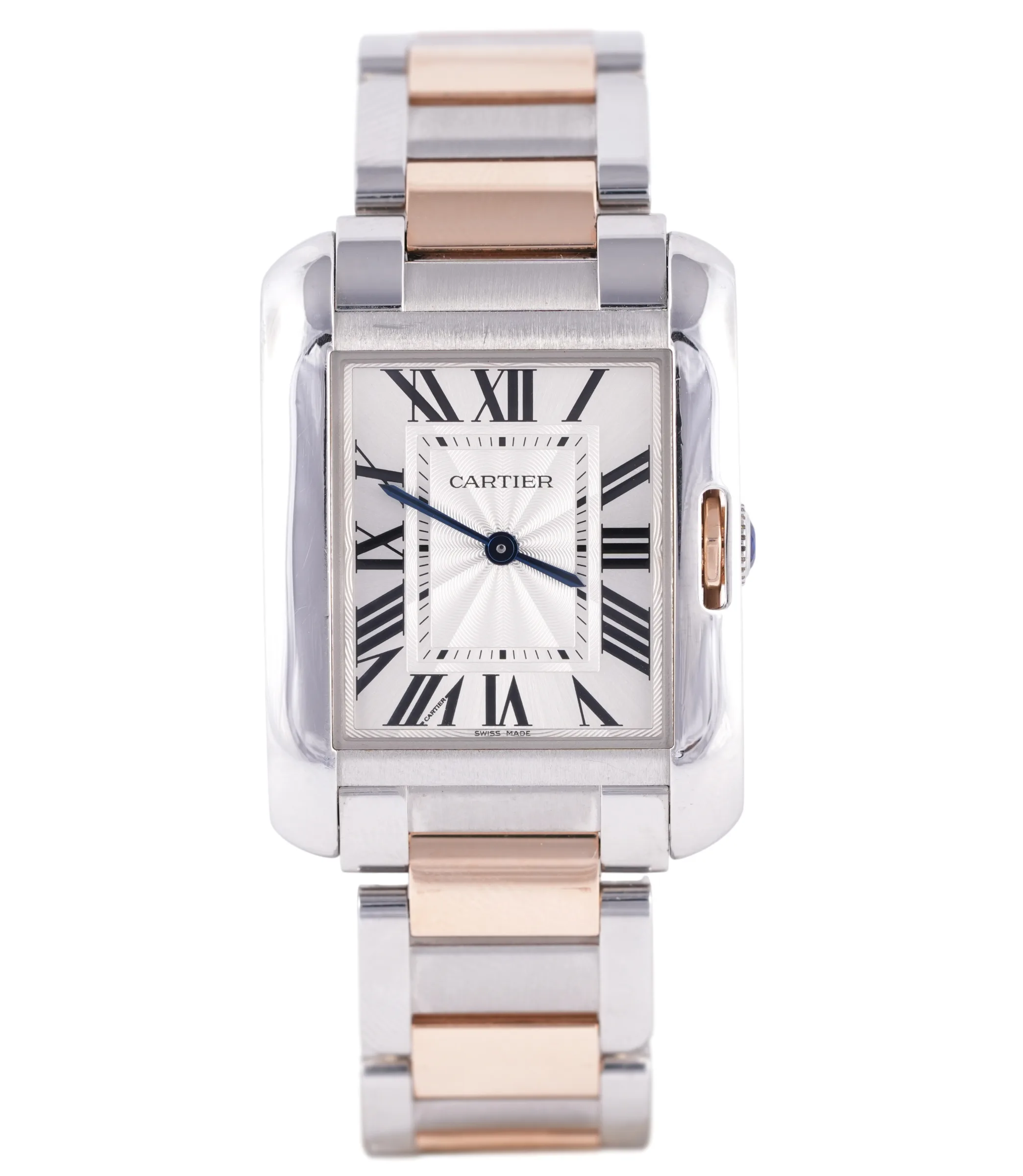 Cartier Tank Anglaise, Ref. W5310043, white dial, 18K Rose Gold and Steel case luxury watch