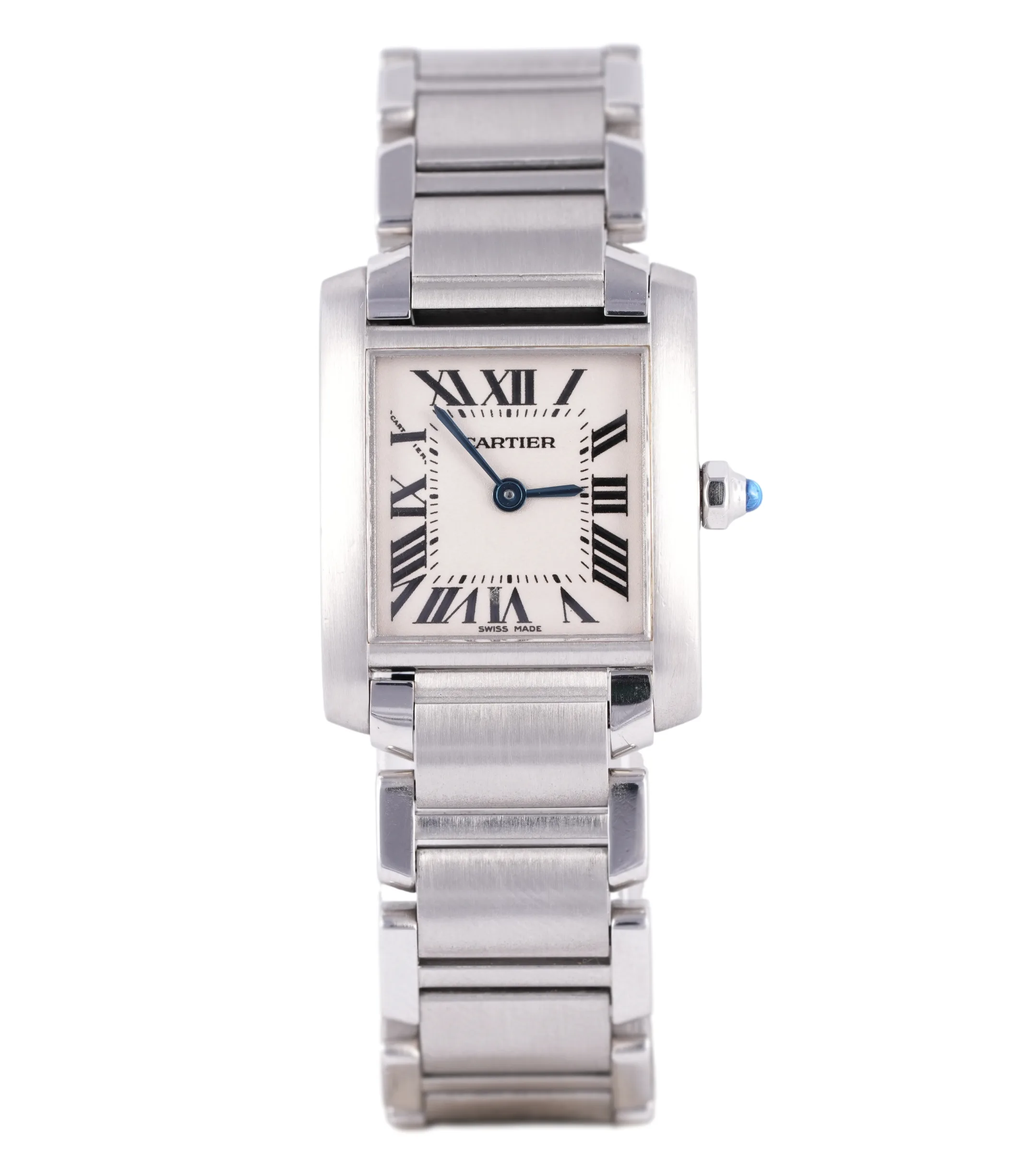 Cartier Tank Française, Ref. 3284, white dial, Stainless Steel case luxury watch