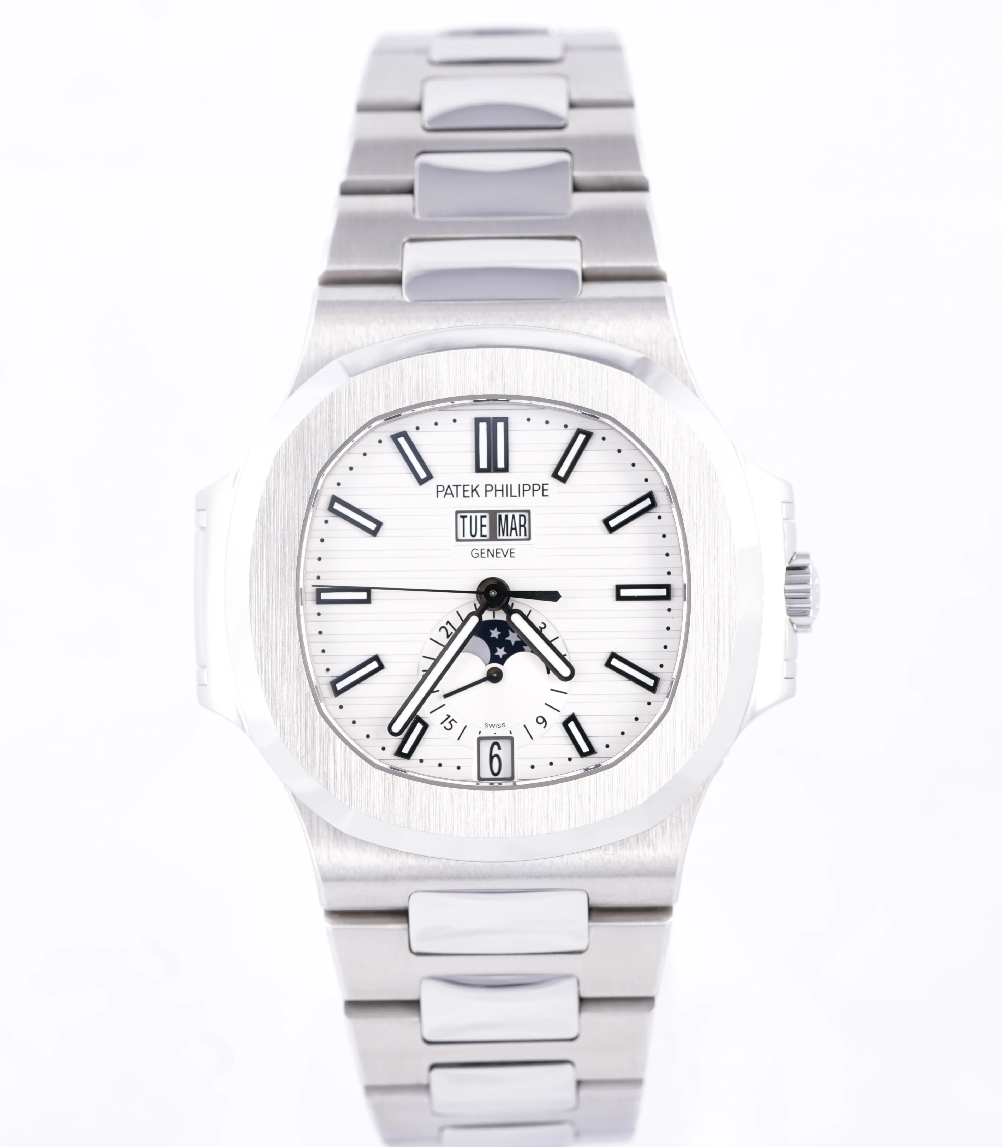 Patek Philippe Nautilus Annual Calendar, Ref. 5726/1A-010, white dial, Stainless Steel case luxury watch