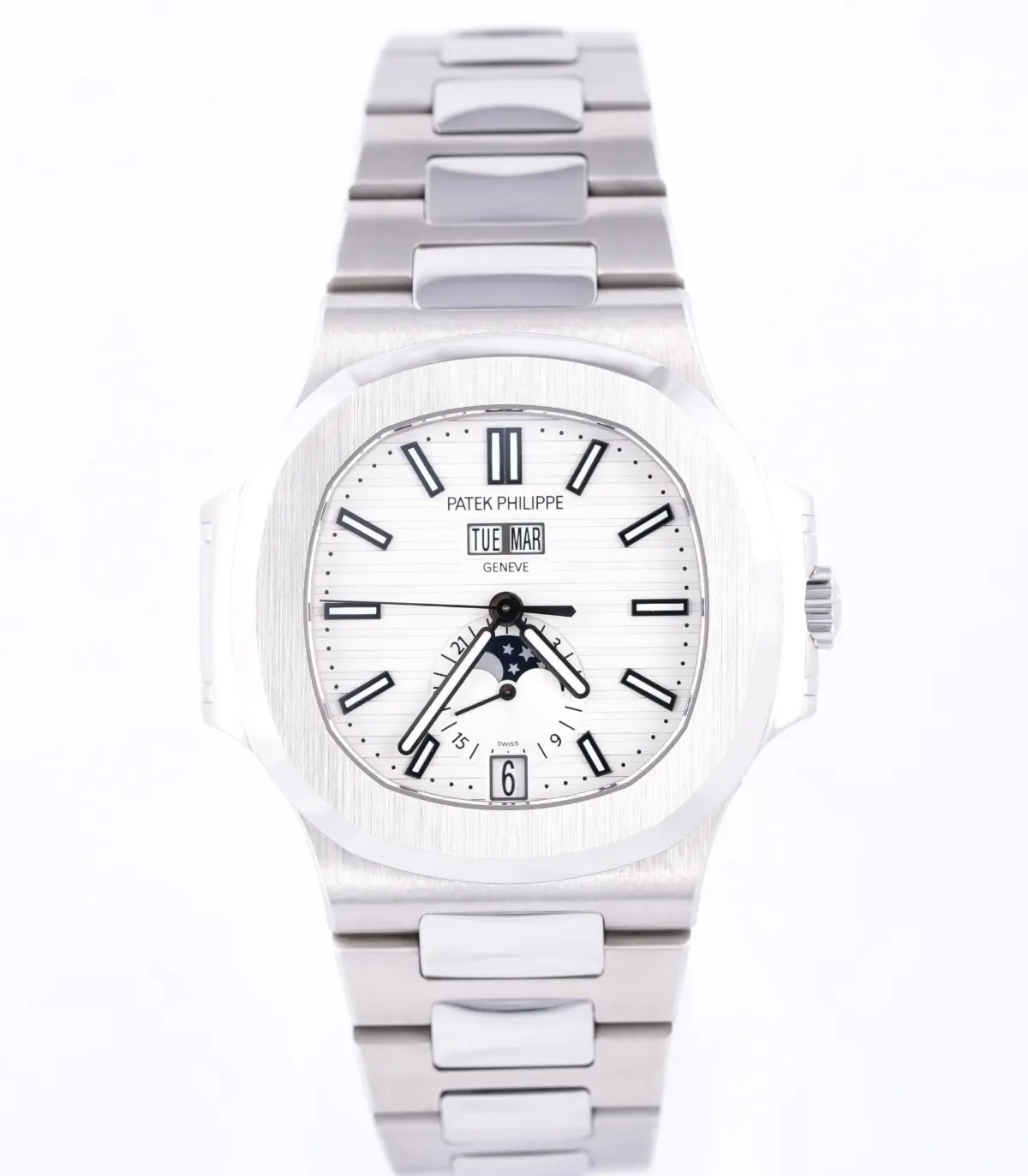 Patek Philippe Nautilus Annual Calendar, Ref. 5726/1A-010, white dial, Stainless Steel case luxury watch