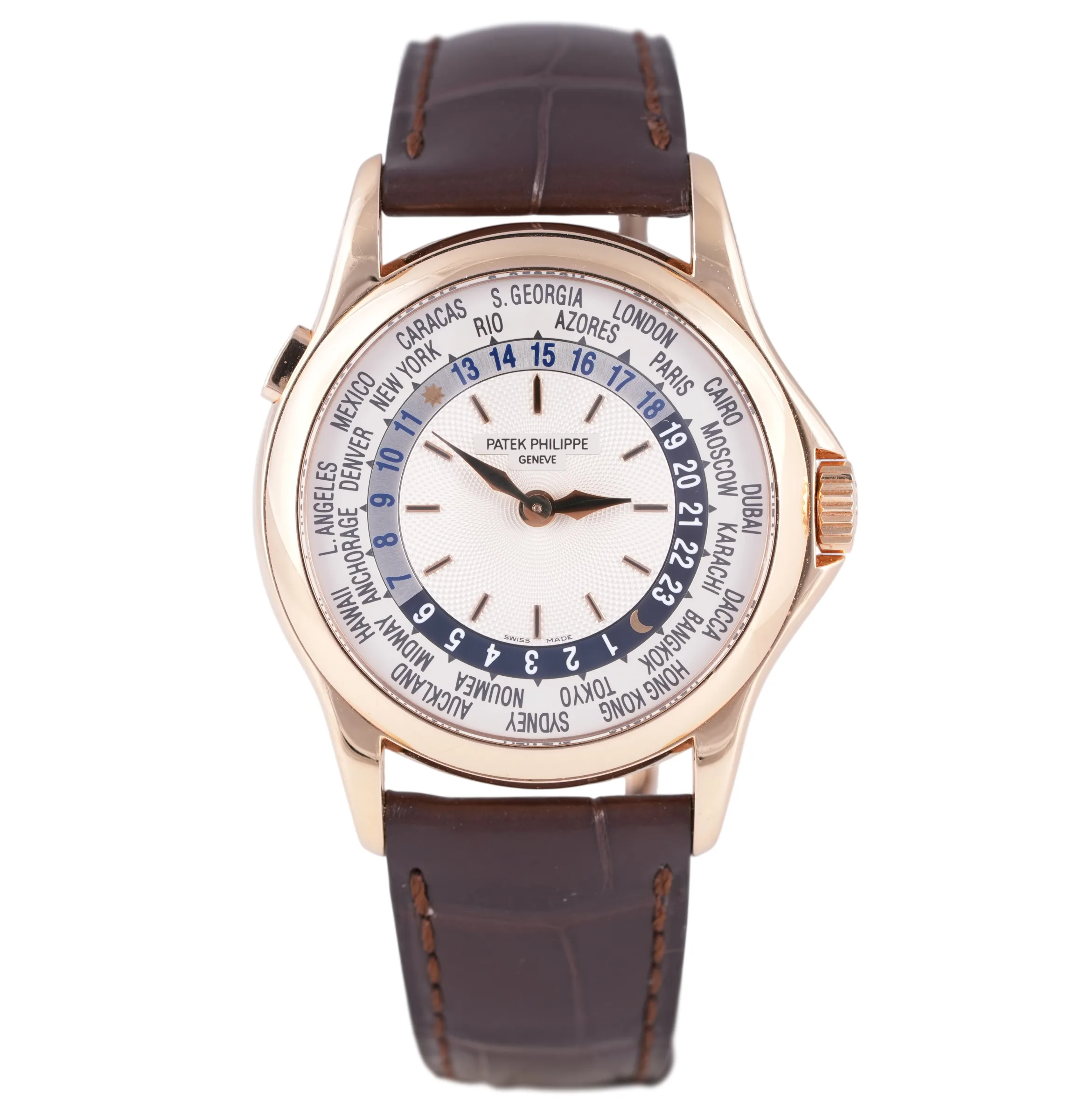 Patek Philippe World Time, Ref. 5110J-001, silver dial, 18K Yellow Gold case luxury watch
