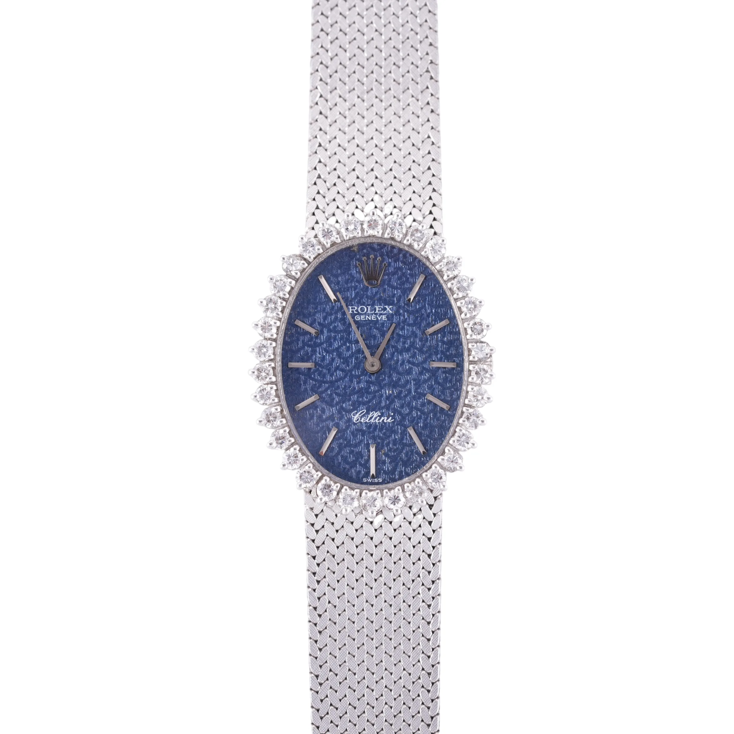 Rolex Cellini, blue dial, 18K White Gold case luxury watch