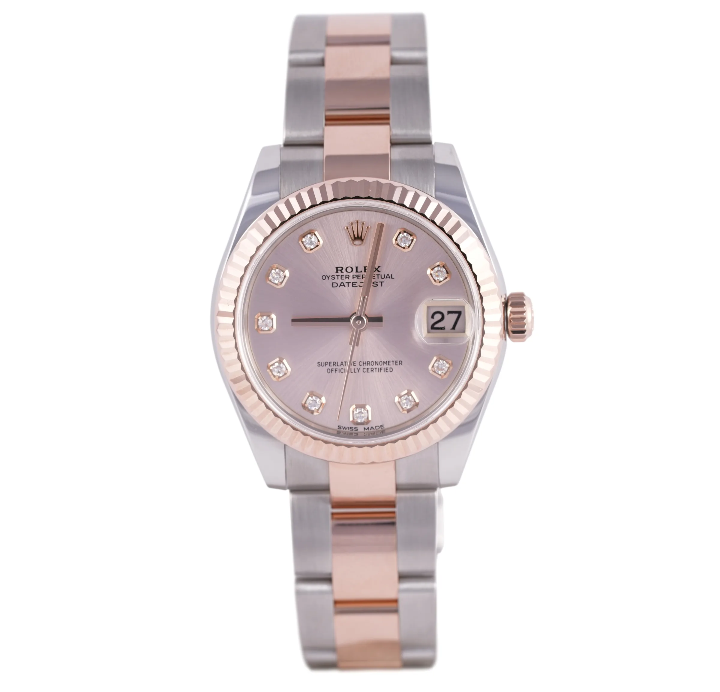 Rolex Datejust, Ref. 178271, pink dial, 18K Rose Gold and Steel case luxury watch