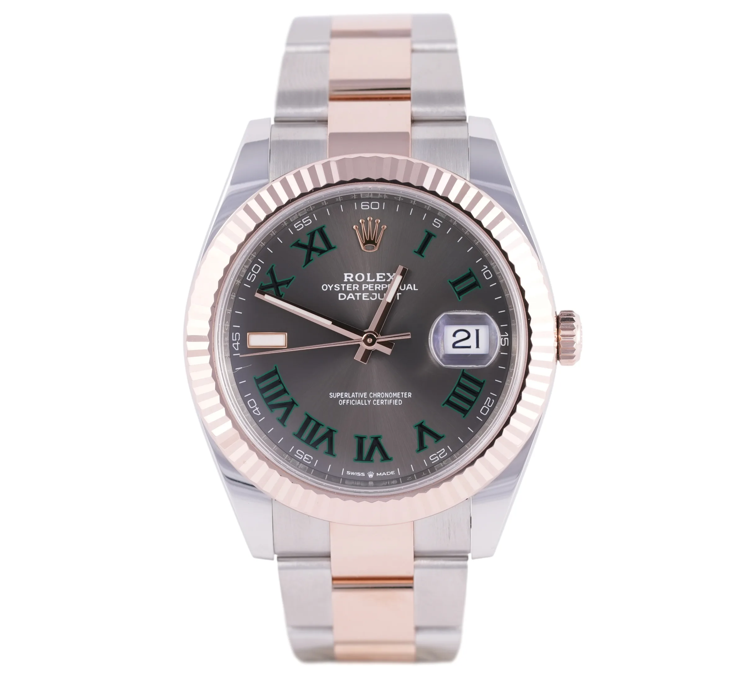 Rolex Datejust 41 "Wimbledon", Ref. 126331, grey dial, 18K Rose Gold and Steel case luxury watch