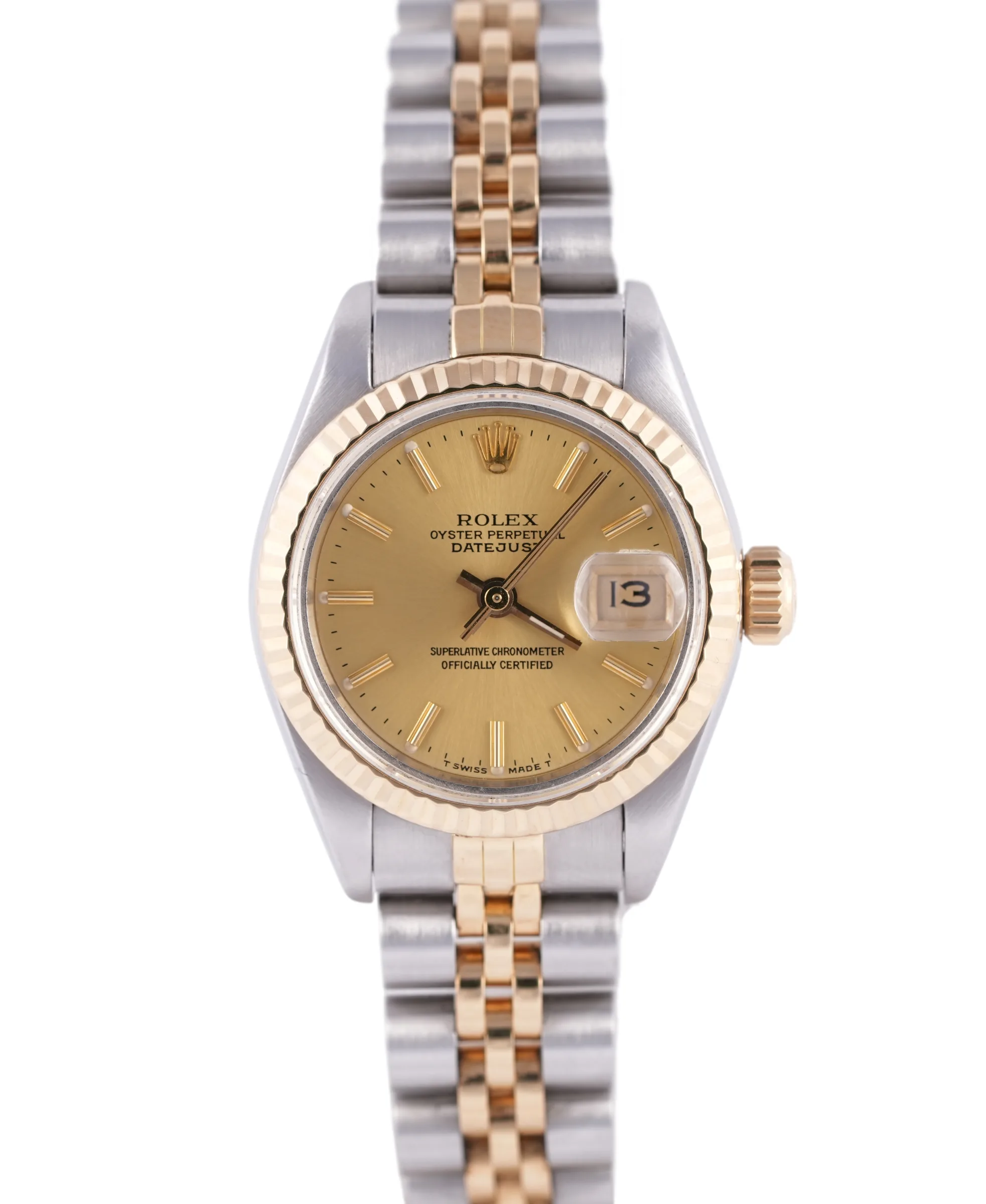 Rolex Datejust, Ref. 69173, champagne dial, 18K Gold and Steel case luxury watch