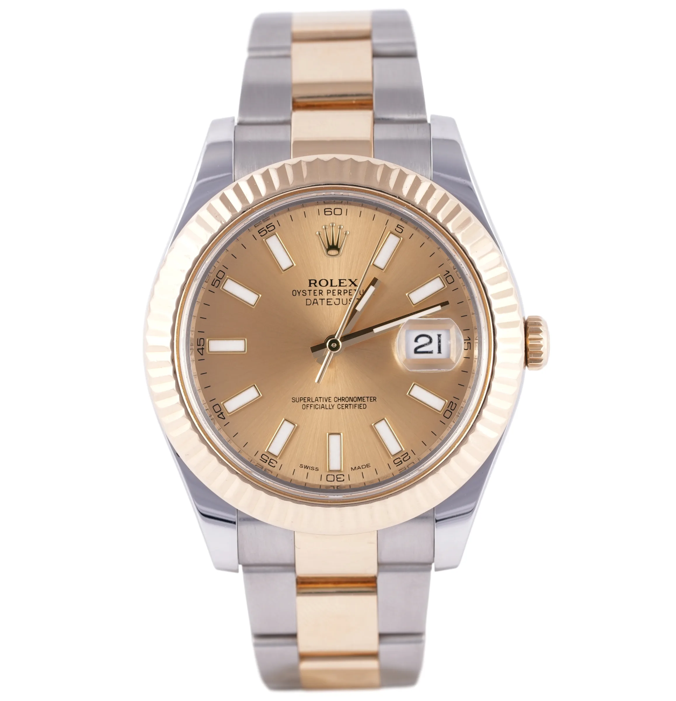 Rolex Datejust II, Ref. 116333, champagne dial, 18K Gold and Steel case luxury watch