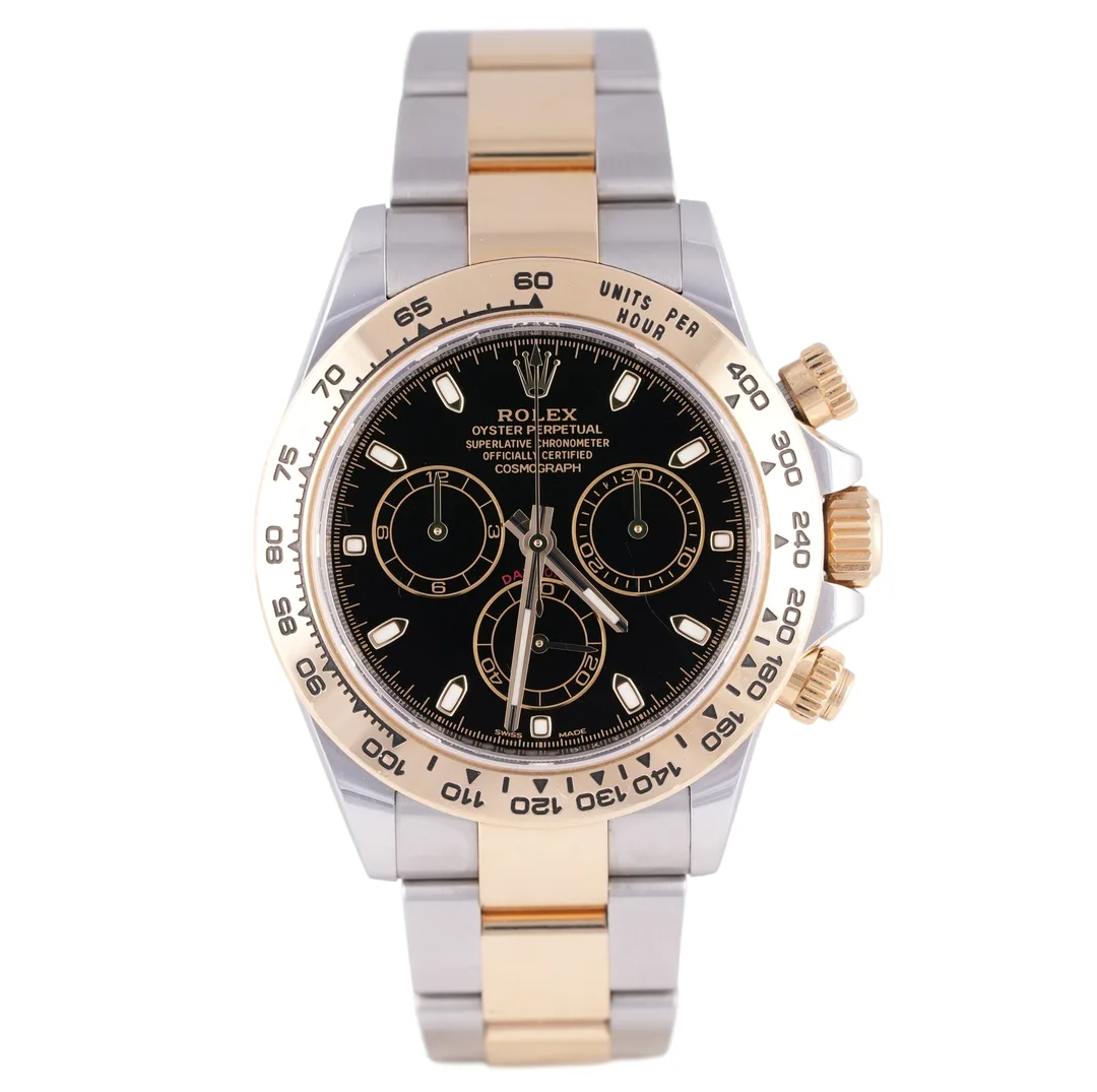 Rolex Daytona, Ref. 116503, black dial, 18K Gold and Steel case luxury watch