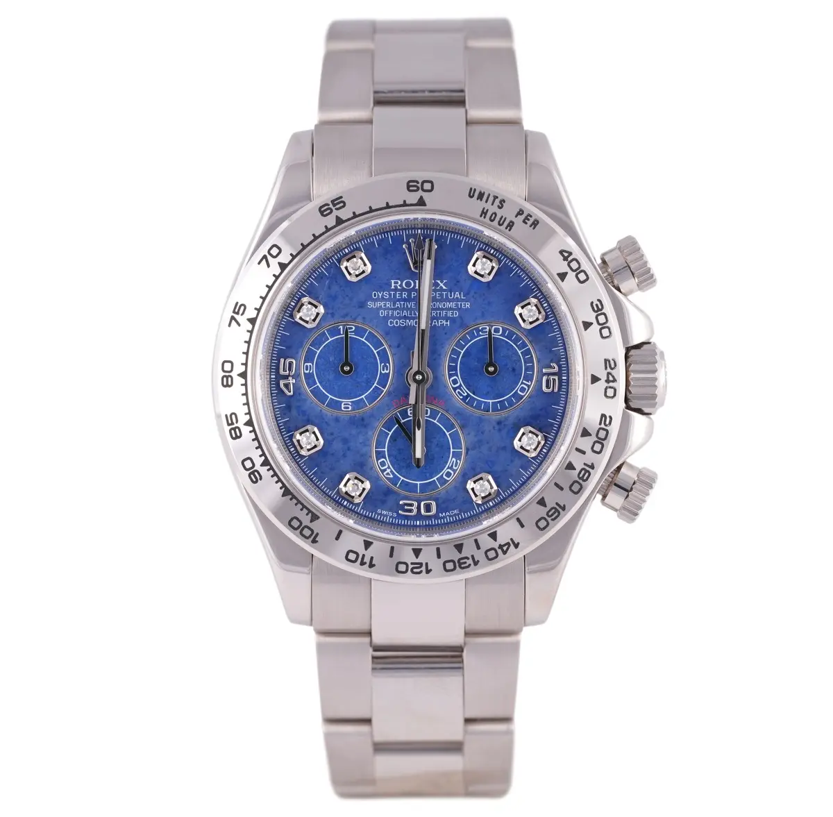 Rolex Daytona, Ref. 116509, sodalite dial, 18K White Gold case luxury watch