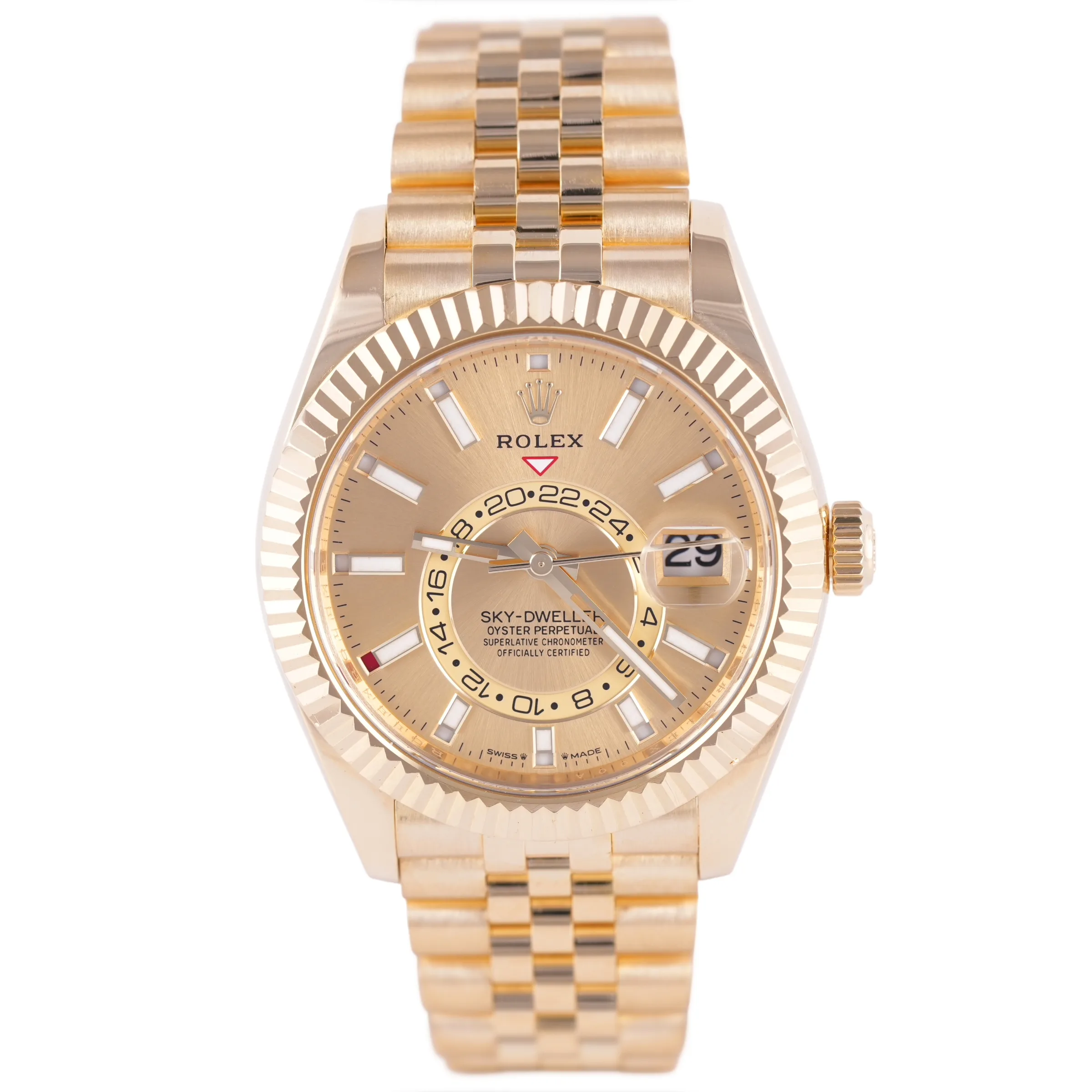 Rolex Sky-Dweller, Ref. 336938, champagne dial, 18K Yellow Gold case luxury watch