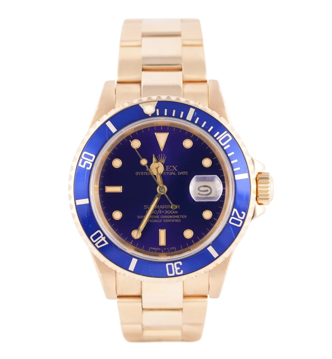 Rolex Submariner, Ref. 16618, blue dial, 18K Yellow Gold case luxury watch