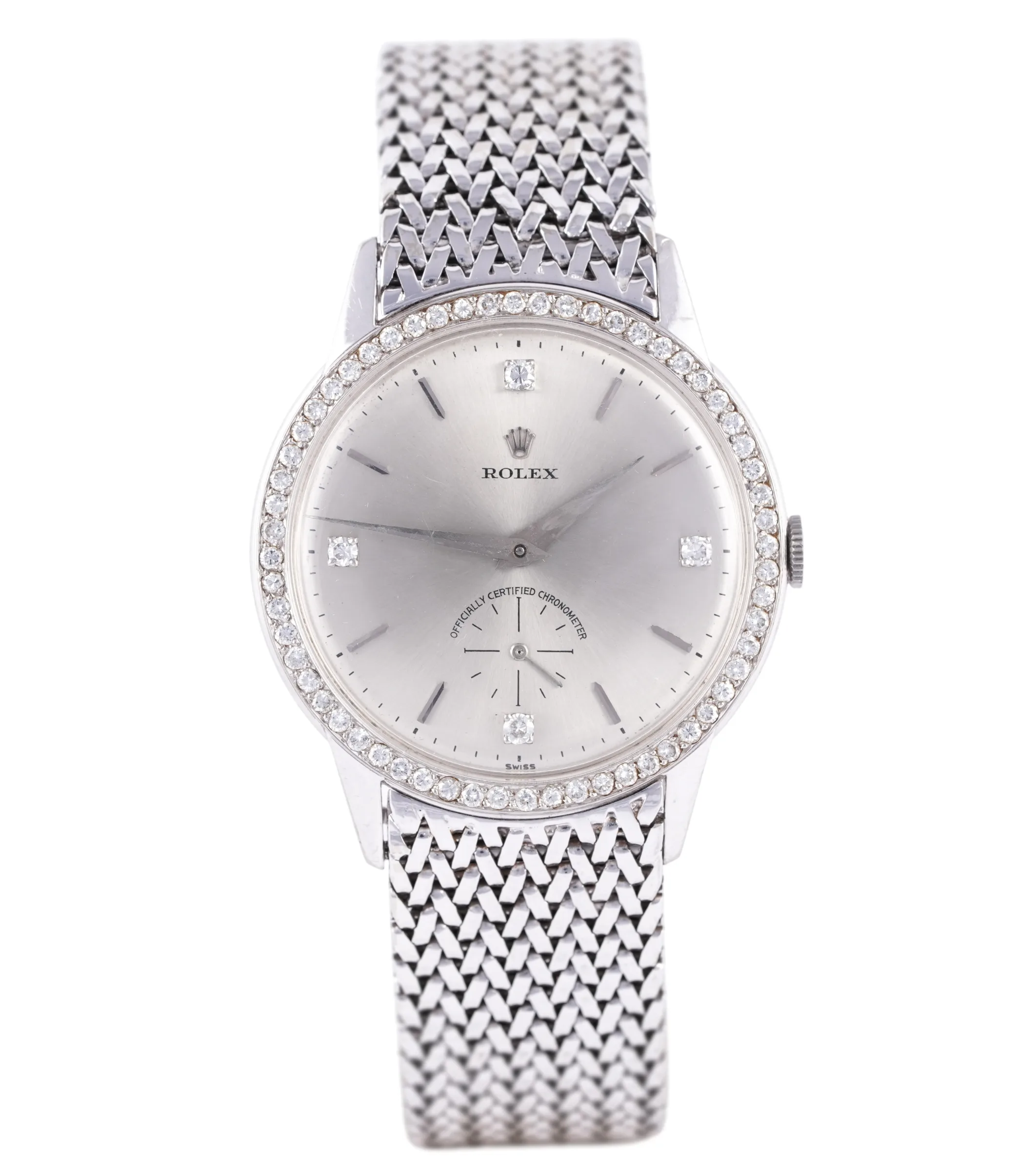 Rolex Vintage, diamond dial, White Gold case luxury watch