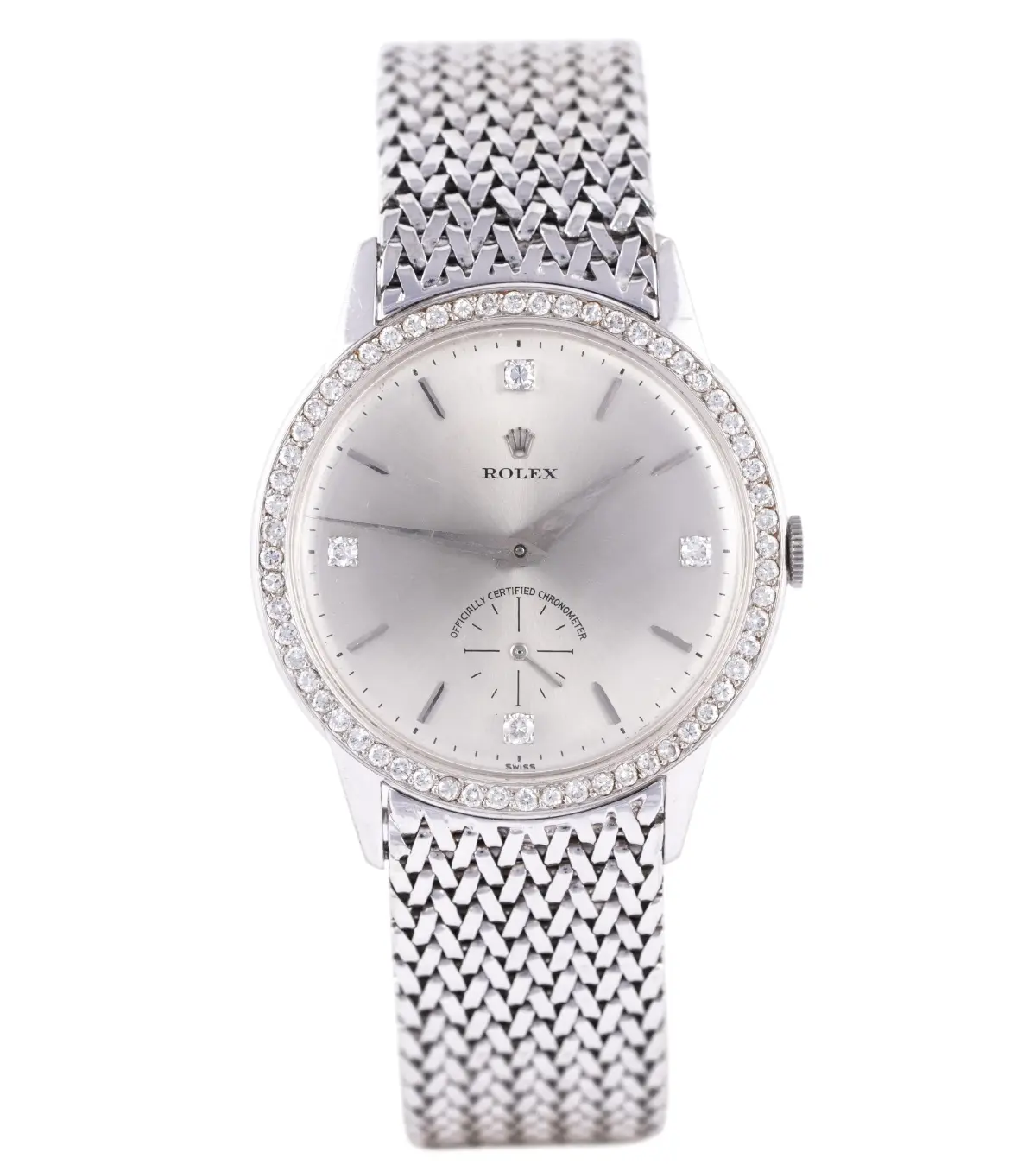 Rolex Vintage, diamond dial, White Gold case luxury watch